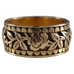 Vintage Victorian 18ct Gold Engraved Memorial Ring, 1893