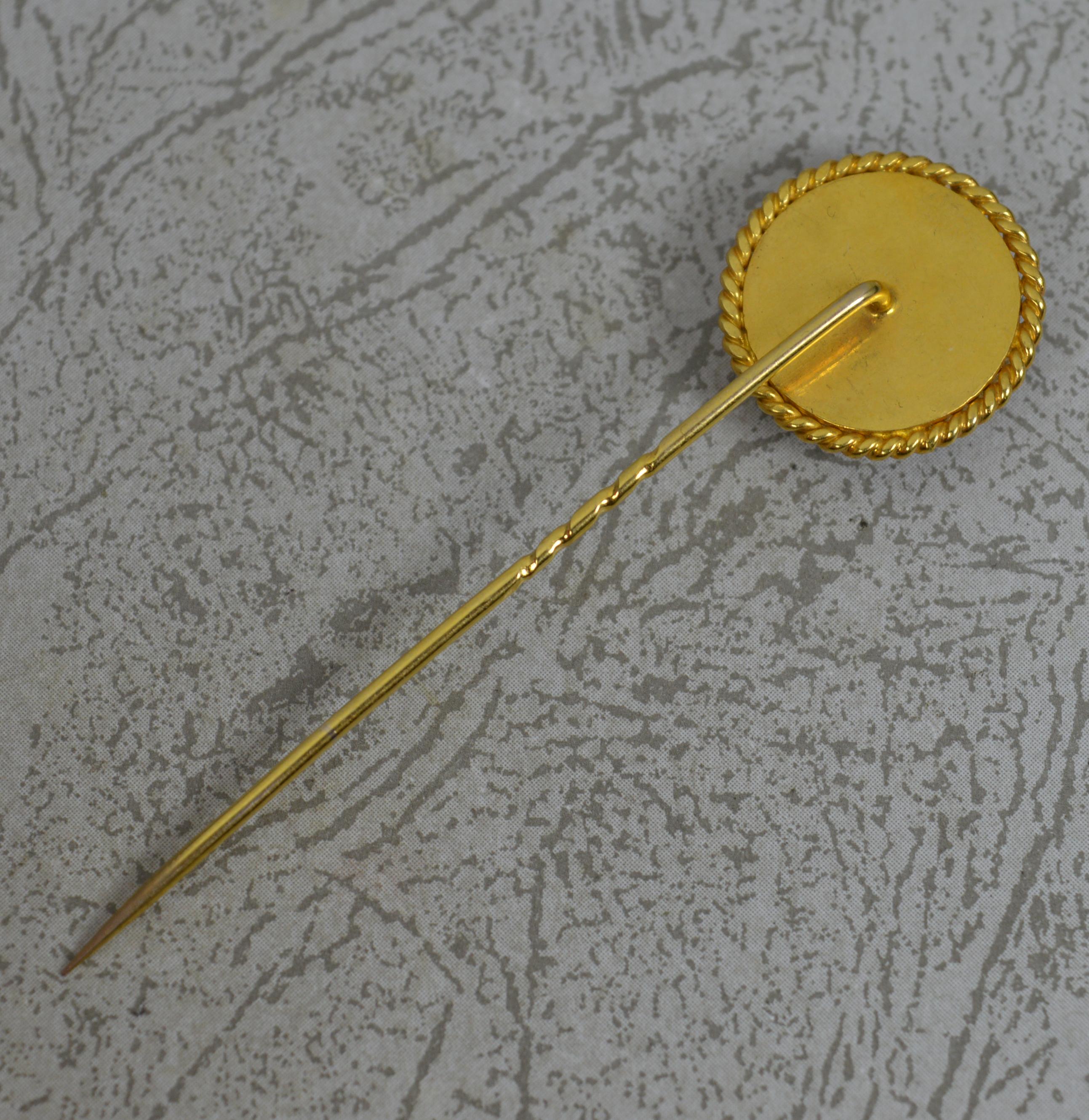 Women's Victorian 18ct Gold Essex Crystal Enamel UK France Friendship Stick Tie Pin