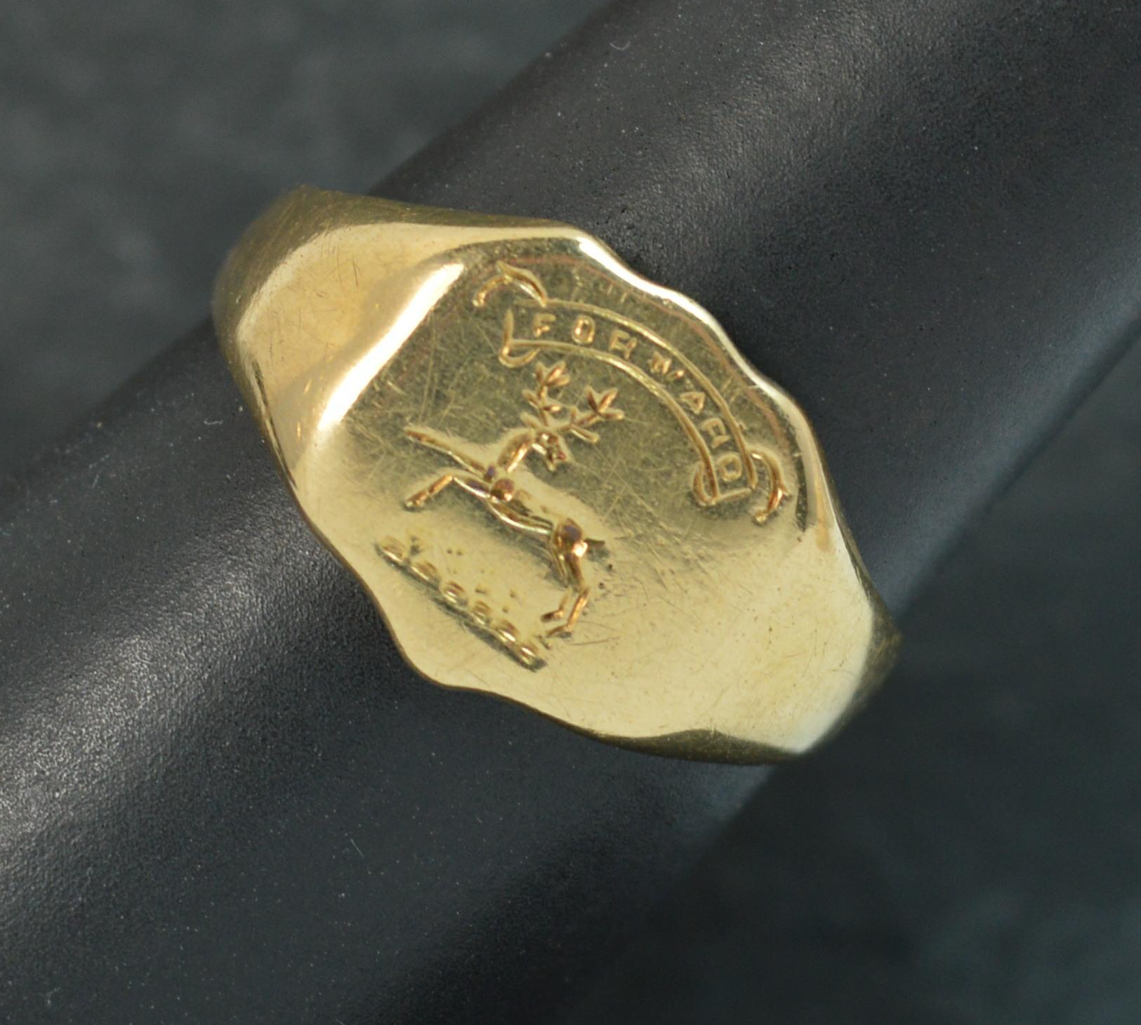 Victorian 18 Carat Gold Forward Stag Deer Signet Seal Intaglio Ring 4