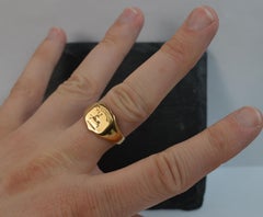 Victorian 18 Carat Gold Forward Stag Deer Signet Seal Intaglio Ring
