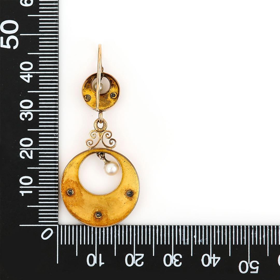 Victorian 18ct Gold French Turquoise and Pearl Drop Earrings, Circa 1880 For Sale 5