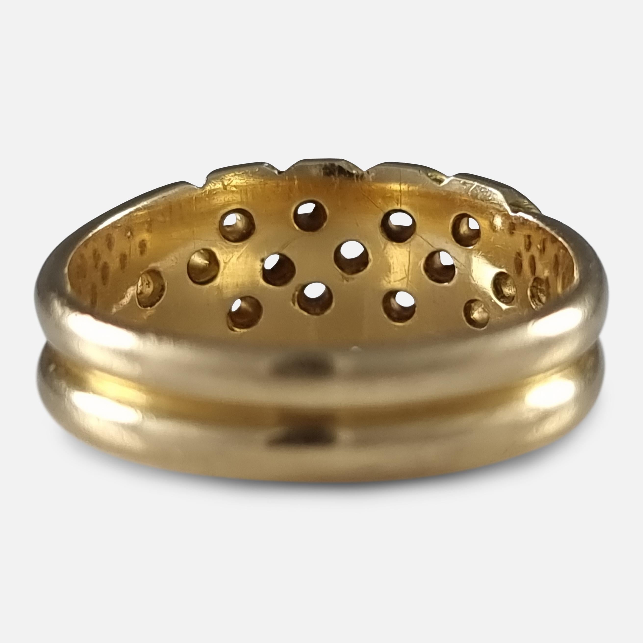 Viktorianischer Keeper-Ring aus 18 Karat Gold, 1889 im Angebot 1