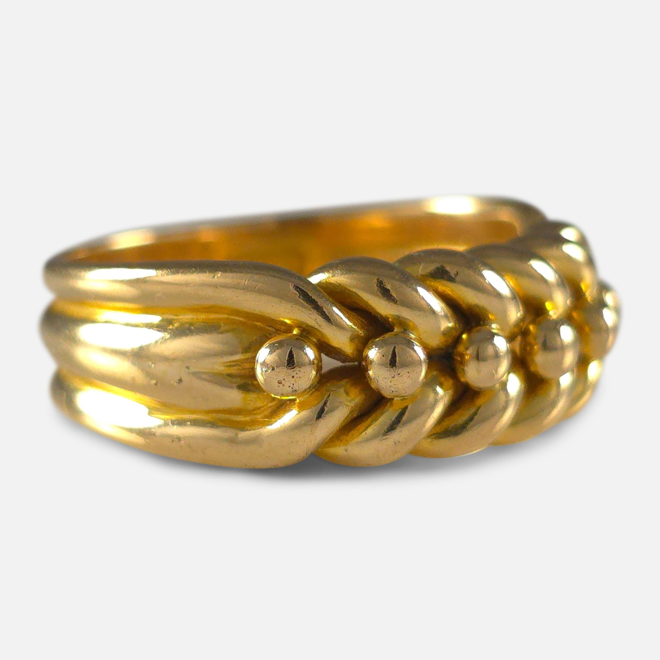 Late Victorian Victorian 18ct Gold Keeper Ring, 1893