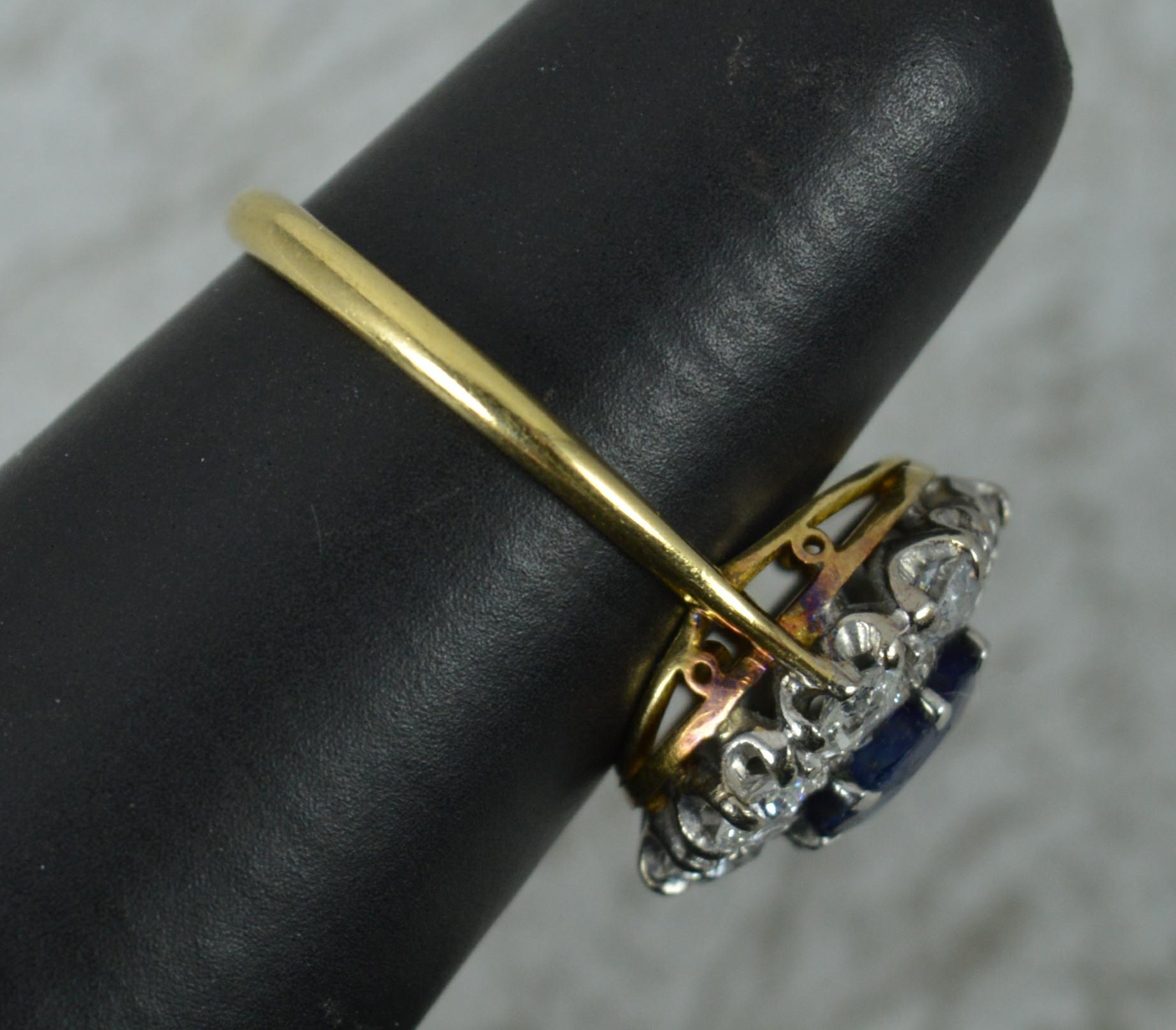 Victorian 18 Carat Gold No Heat Sapphire and Old Cut Diamond Cluster Ring 6