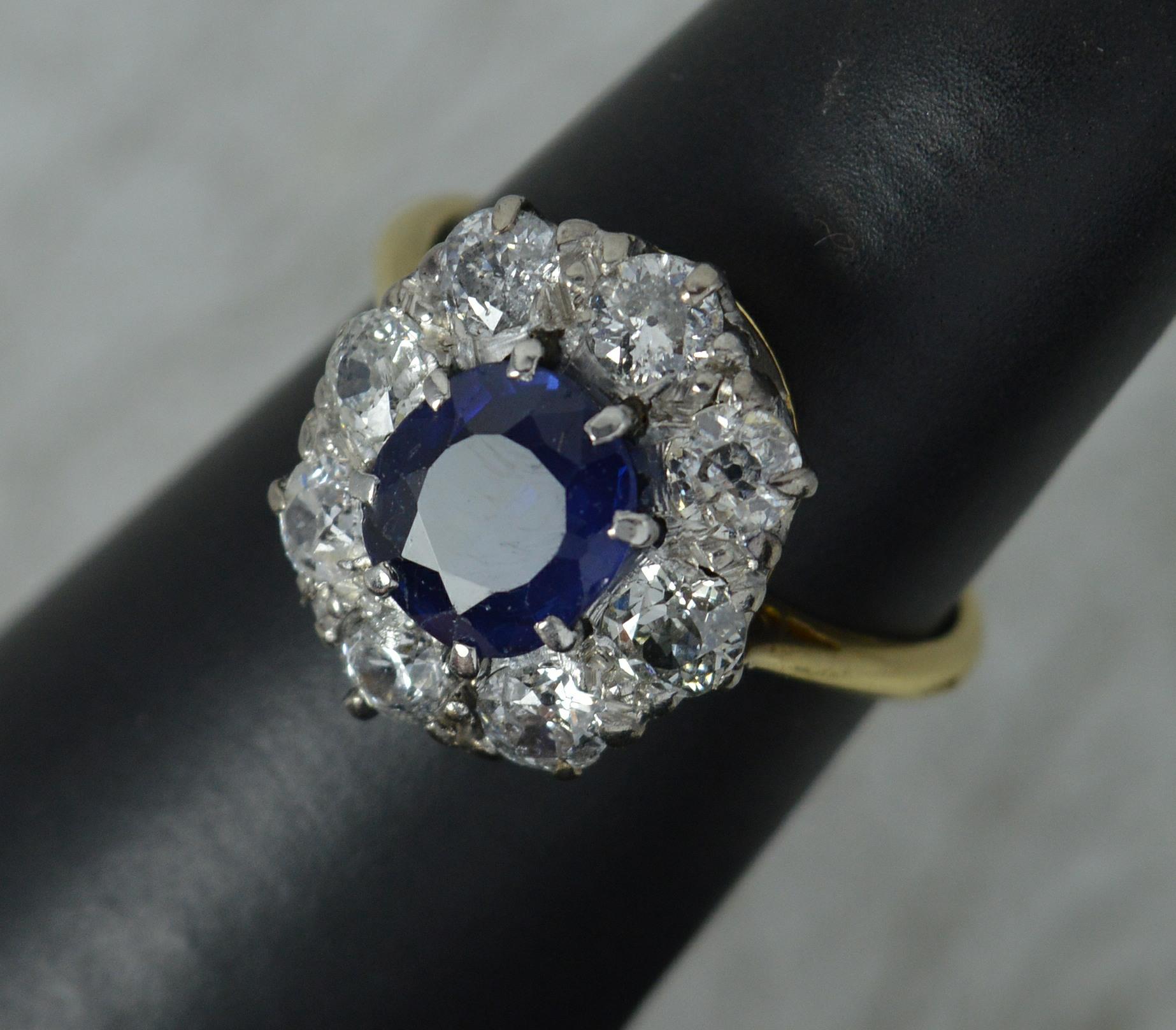 Victorian 18 Carat Gold No Heat Sapphire and Old Cut Diamond Cluster Ring 8