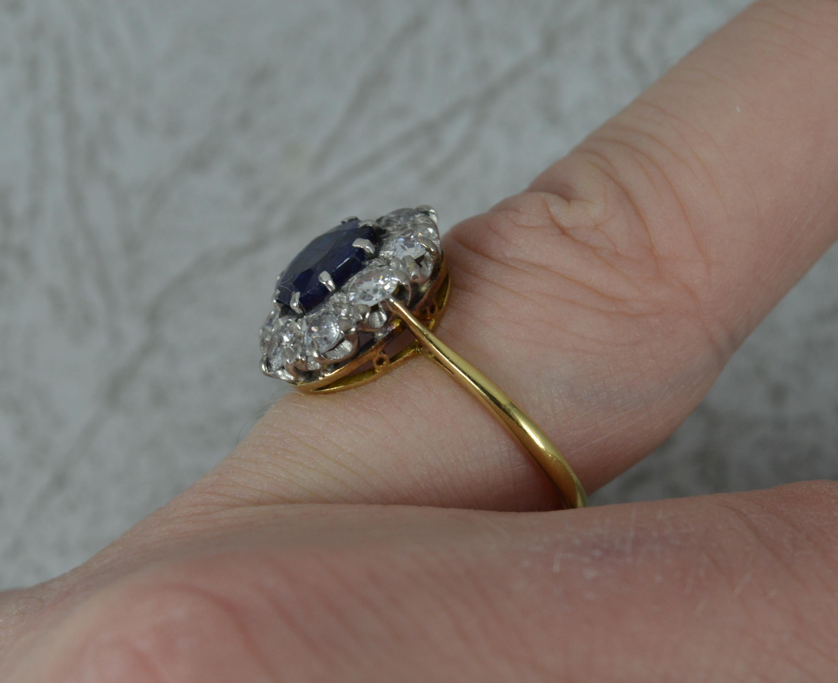 diamond sapphire cluster ring