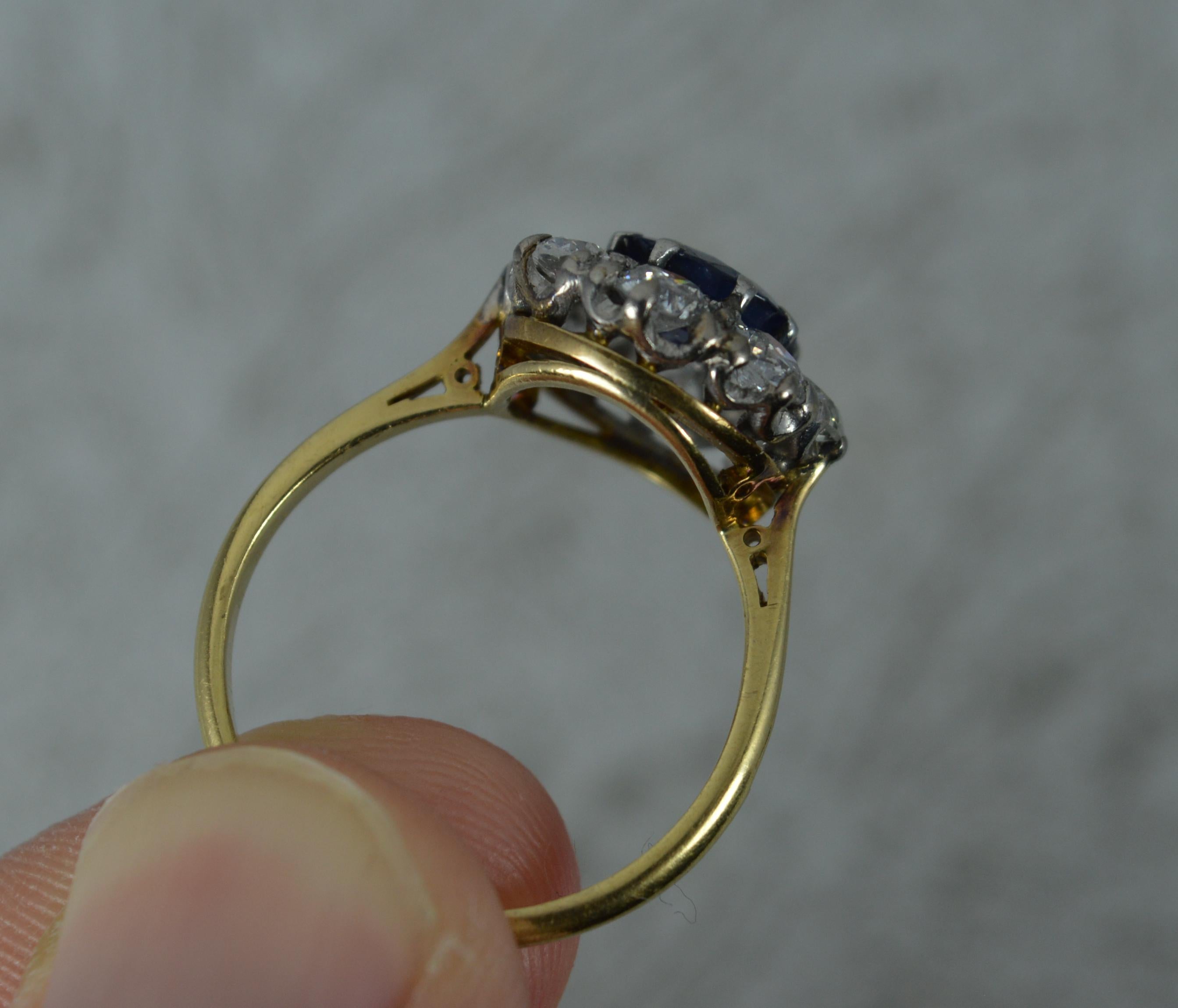 Women's Victorian 18 Carat Gold No Heat Sapphire and Old Cut Diamond Cluster Ring