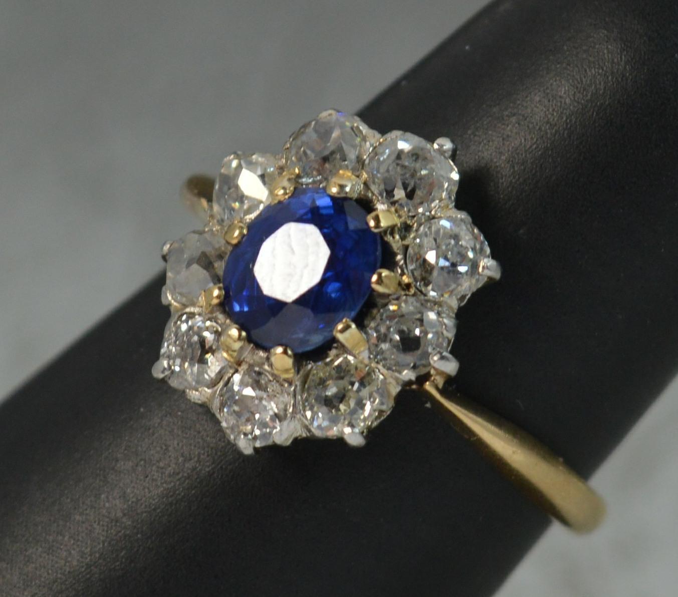 Victorian 18 Carat Gold No Heat Sapphire Old Cut Diamond Ring 8
