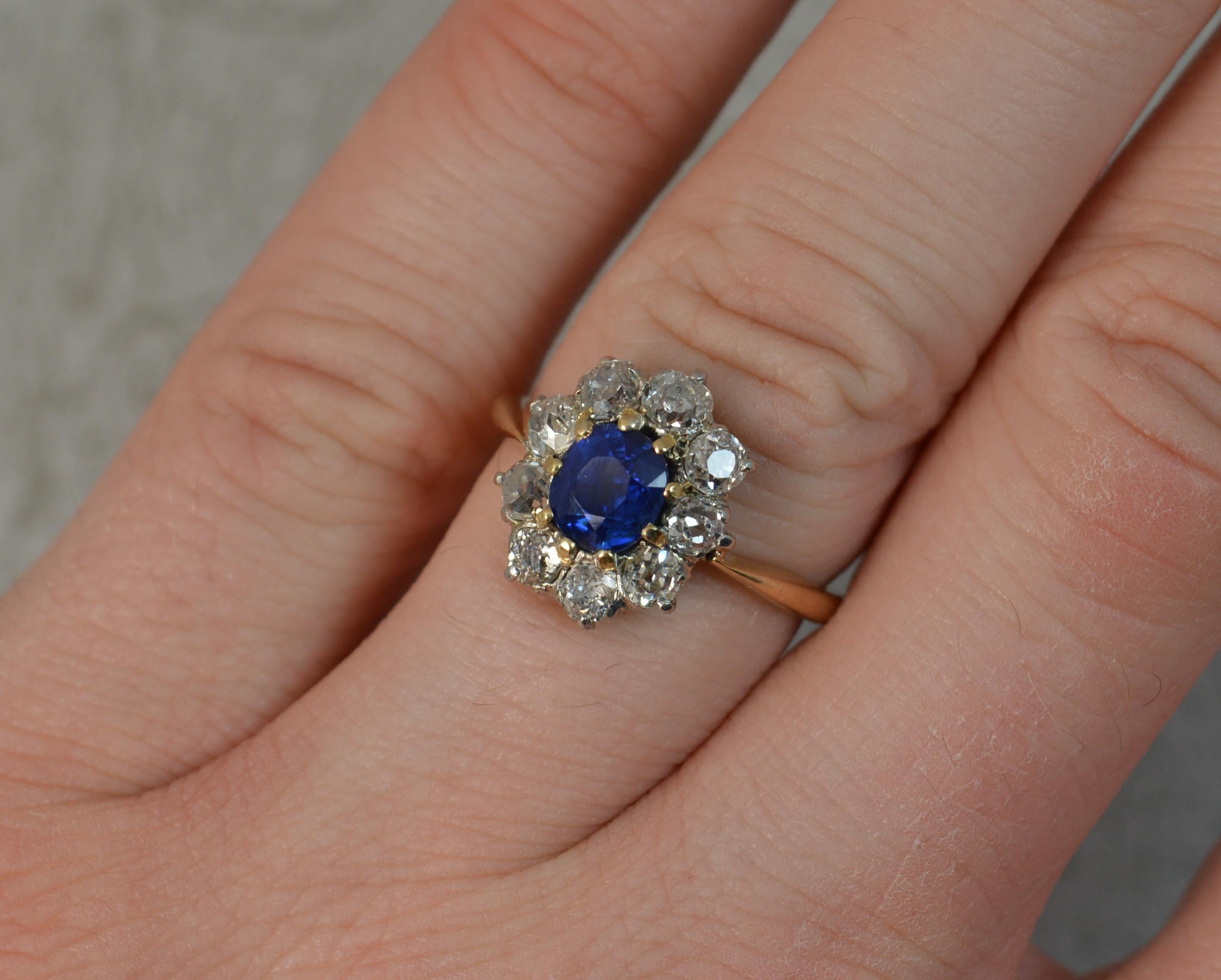 Victorian 18 Carat Gold No Heat Sapphire Old Cut Diamond Ring In Excellent Condition In St Helens, GB