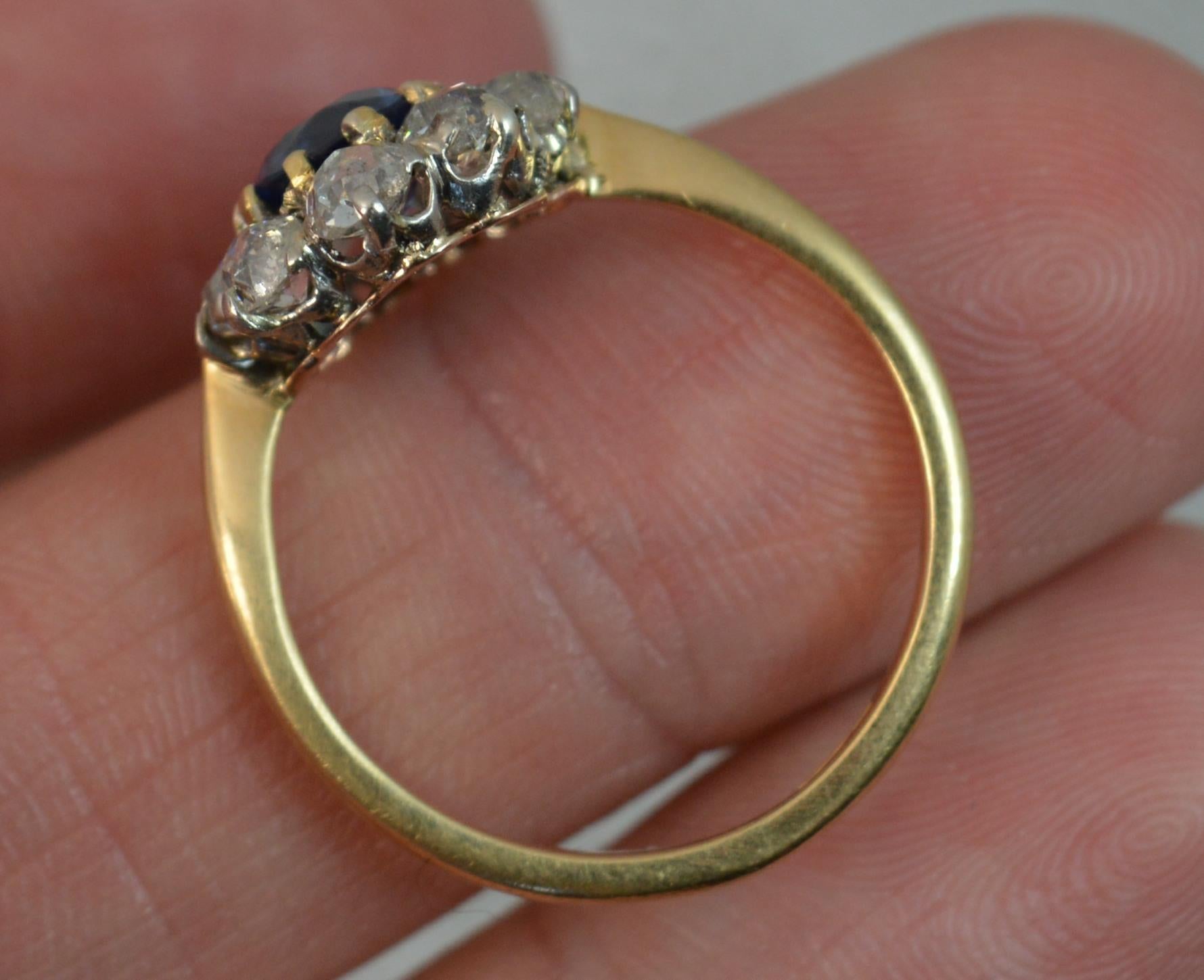 Victorian 18 Carat Gold No Heat Sapphire Old Cut Diamond Ring 1