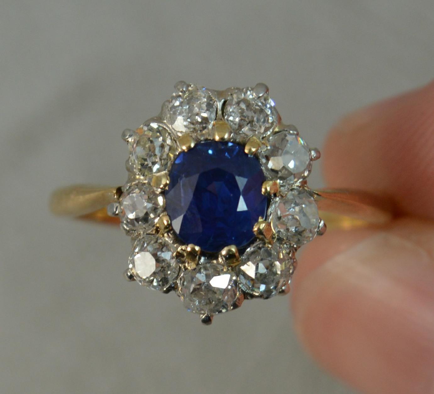 Victorian 18 Carat Gold No Heat Sapphire Old Cut Diamond Ring 3