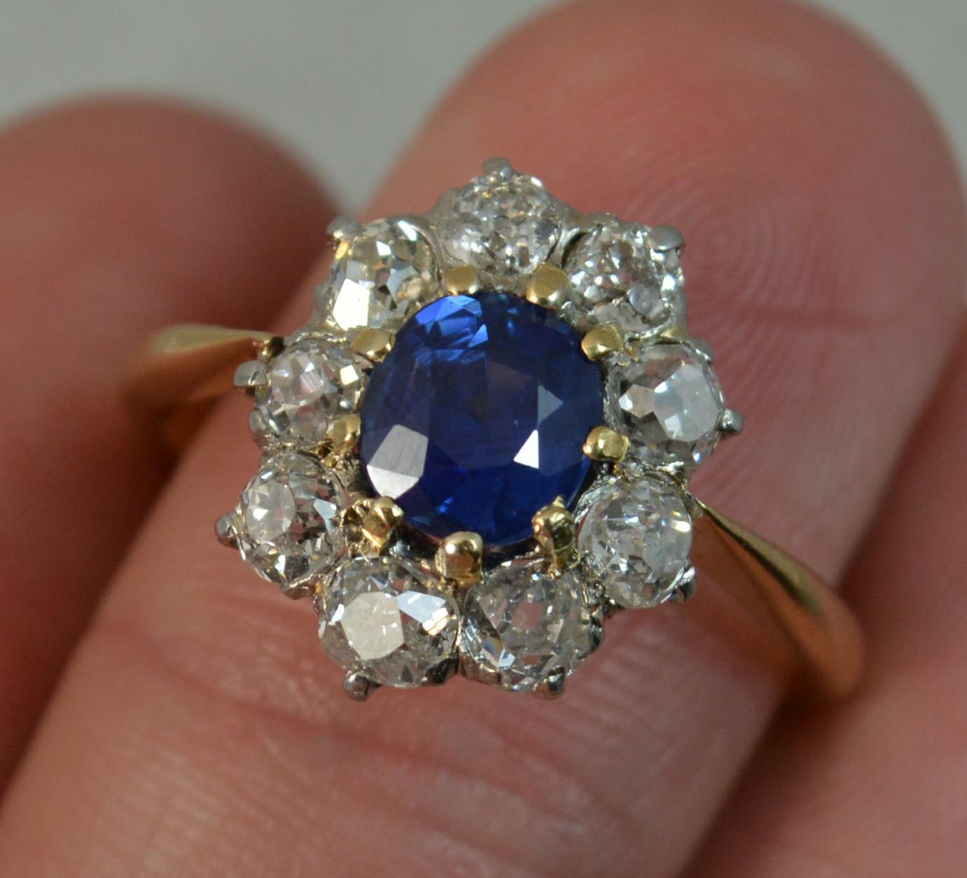 Victorian 18 Carat Gold No Heat Sapphire Old Cut Diamond Ring 4