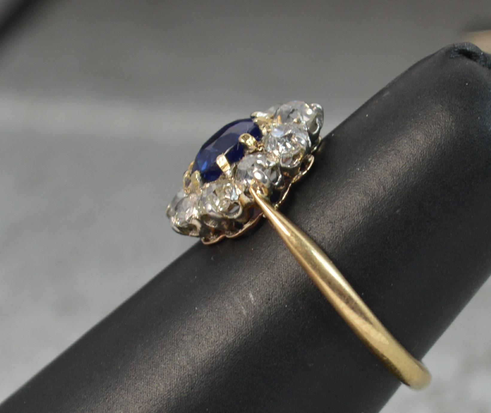 Victorian 18 Carat Gold No Heat Sapphire Old Cut Diamond Ring 5