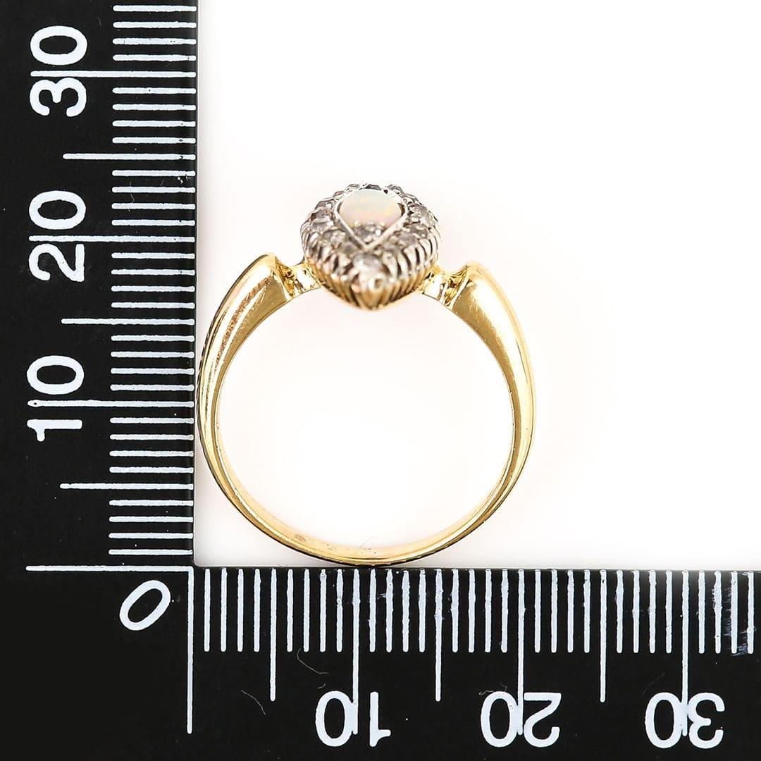 Victorian 18ct Gold Opal and Old Cut Diamond Navette Ring, Circa 1900 For Sale 9