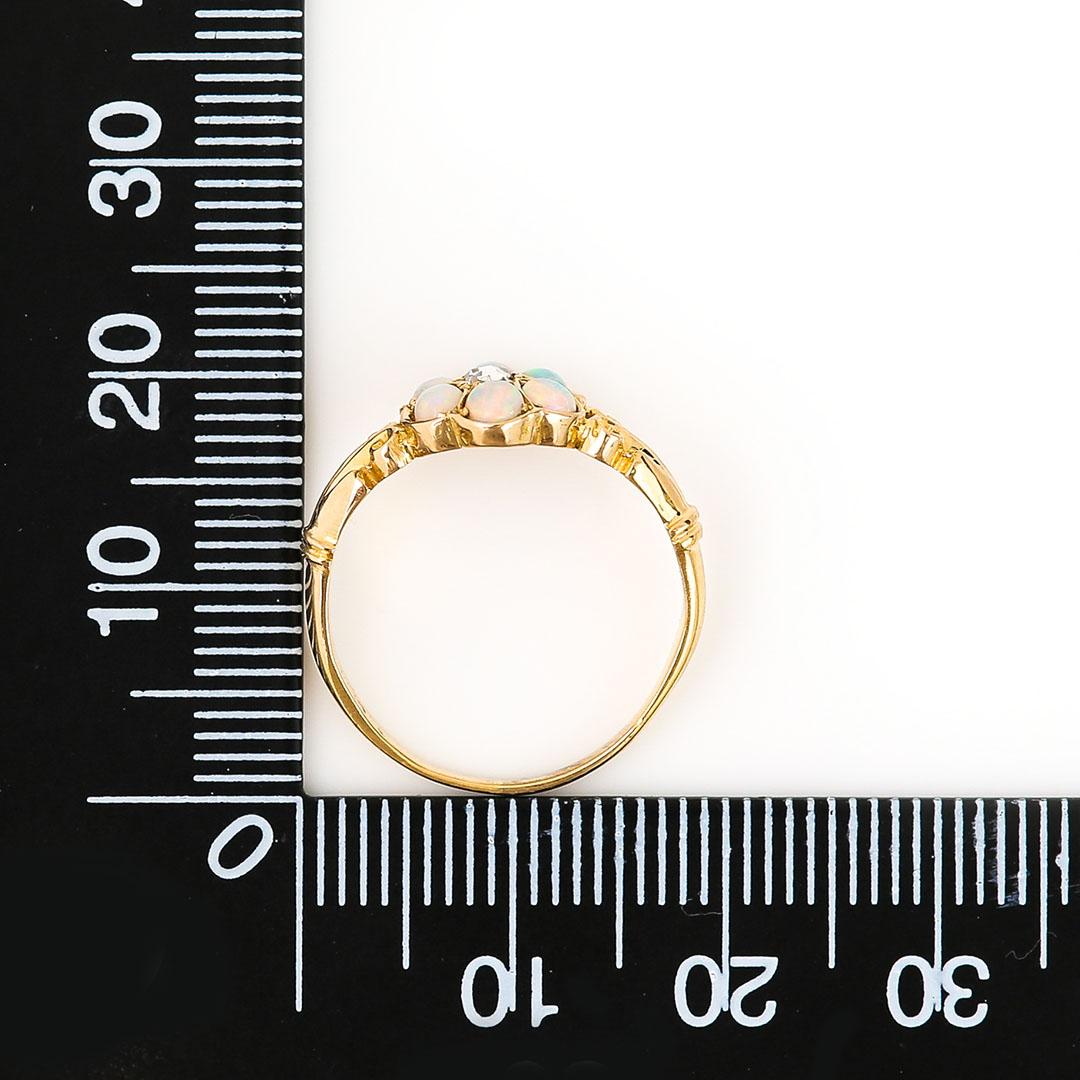Victorian 18ct Gold Opal and Rose Cut Diamond Cluster Ring, Circa 1900 10