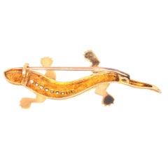 Victorian 18ct Gold, Pearl & Diamond Lizard Brooch