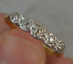 Victorian 18 Carat Gold Platinum Old Cut Diamond Bezel Set Five-Stone Ring