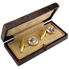 Victorian 18ct Gold Reverse-Printed Crystal Dog Portrait Cufflinks, Circa 1890 Victorian 18ct Gold Reverse-Printed Crystal Dog Portrait Cufflinks, Circa 1890