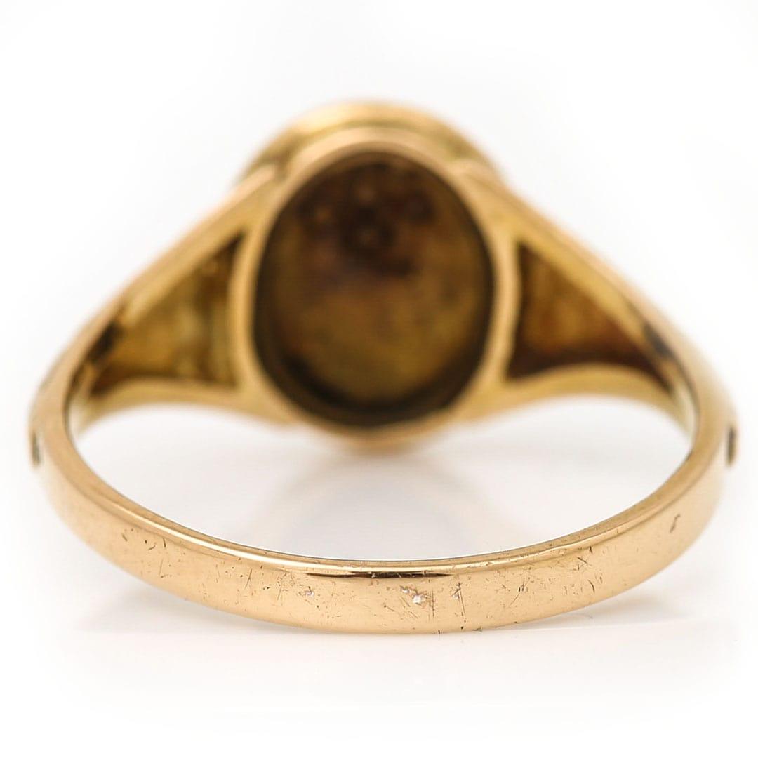 Victorian 18ct Gold Rose Cut Diamond Forget Me Not Mourning Ring, Circa 1869 For Sale 1