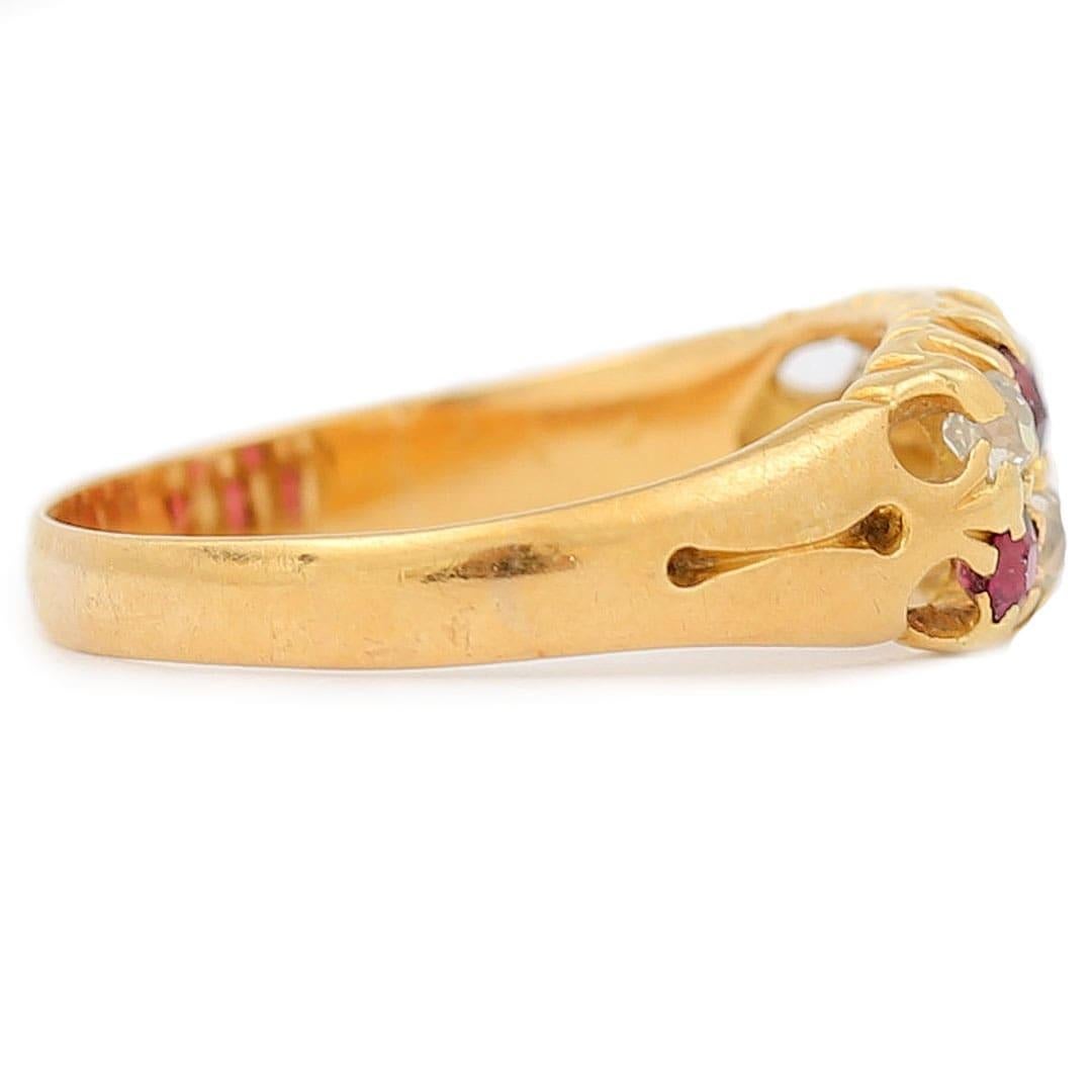 Victorian 18ct Gold, Ruby and Diamond Checkerboard Ring, Circa 1900 3