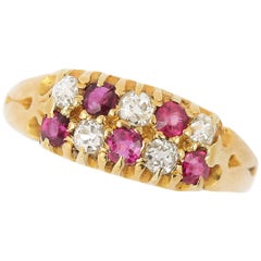 Victorian 18ct Gold, Ruby and Diamond Checkerboard Ring, Circa 1900