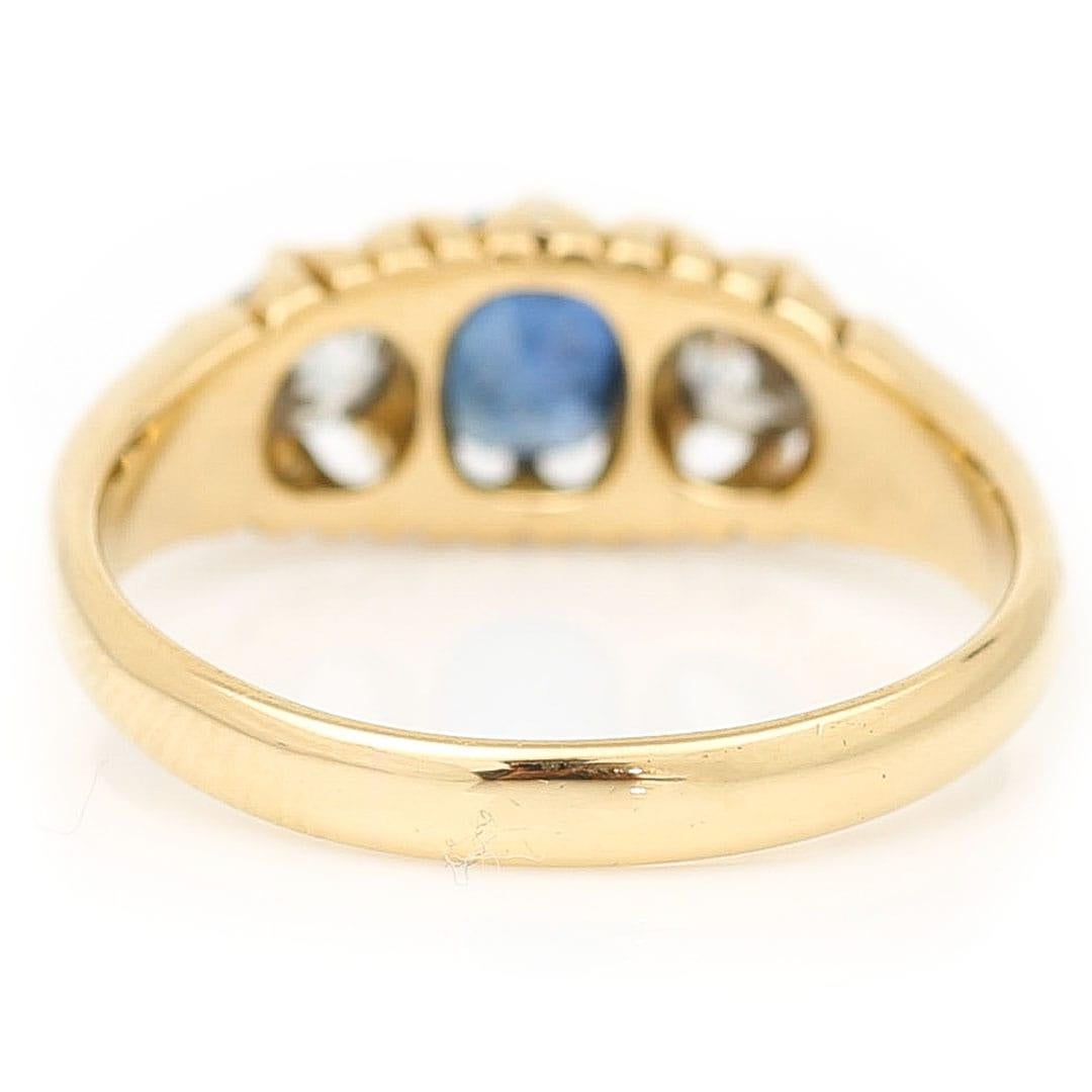 Victorian 18ct Gold Sapphire and Old Cut Diamond Ring Circa 1890 2