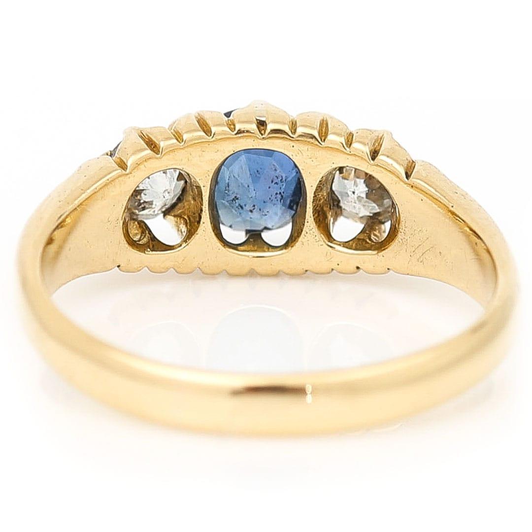 Victorian 18ct Gold Sapphire and Old Cut Diamond Ring Circa 1890 4