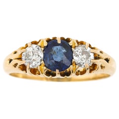 Victorian 18ct Gold Sapphire and Old Cut Diamond Ring Circa 1890