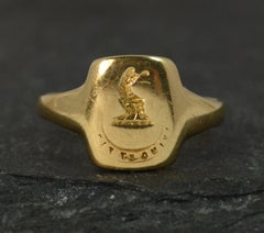 Victorian 18 Carat Gold Signet Dragon Seal Intaglio Ring