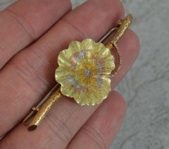 Victorian 18 Carat Gold Tri Color Geranium Leaf Brooch