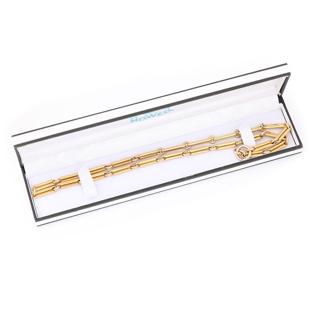 Victorian 18 Carat Trombone Link Albert Watch Chain Necklace, 21
