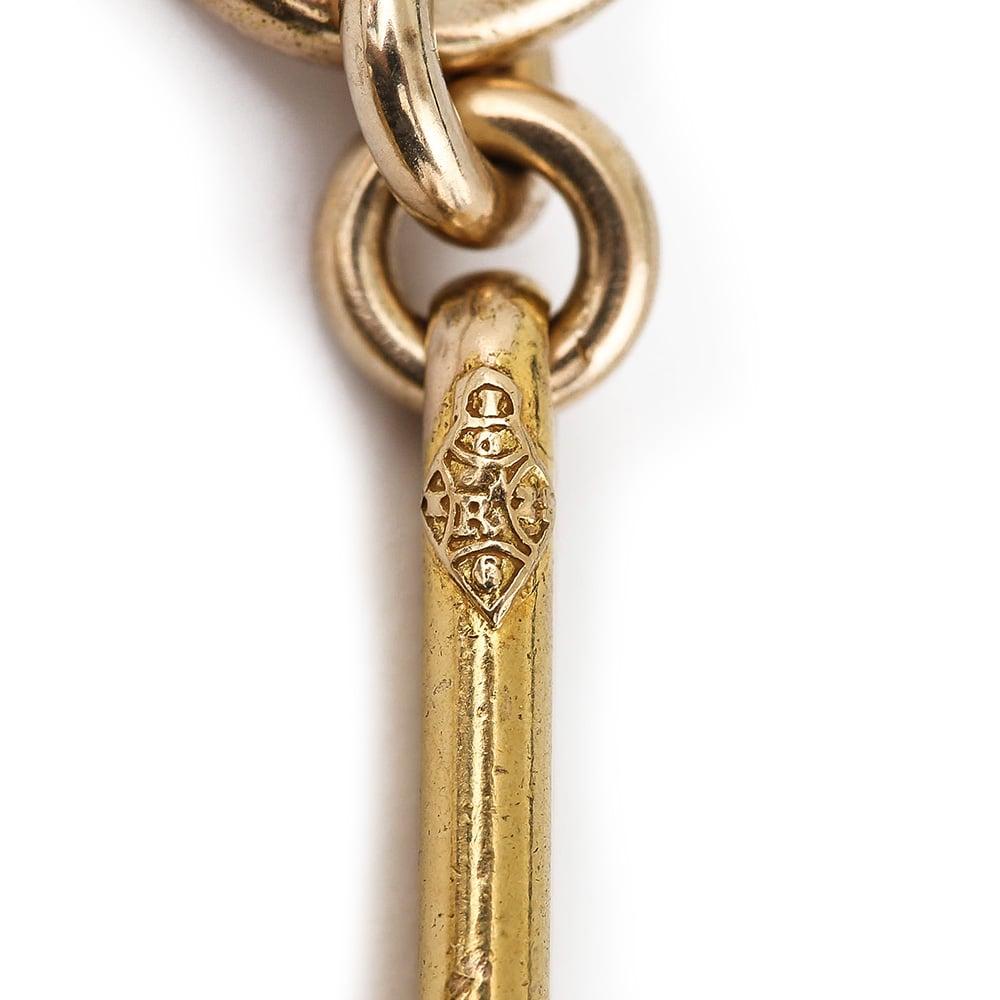Late Victorian Victorian 18 Carat Trombone Link Albert Watch Chain Necklace, 21