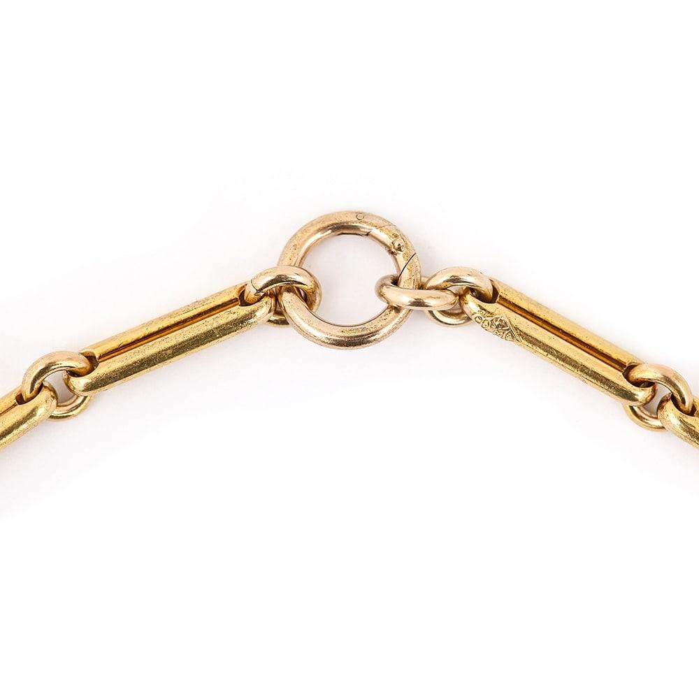 Women's or Men's Victorian 18 Carat Trombone Link Albert Watch Chain Necklace, 21