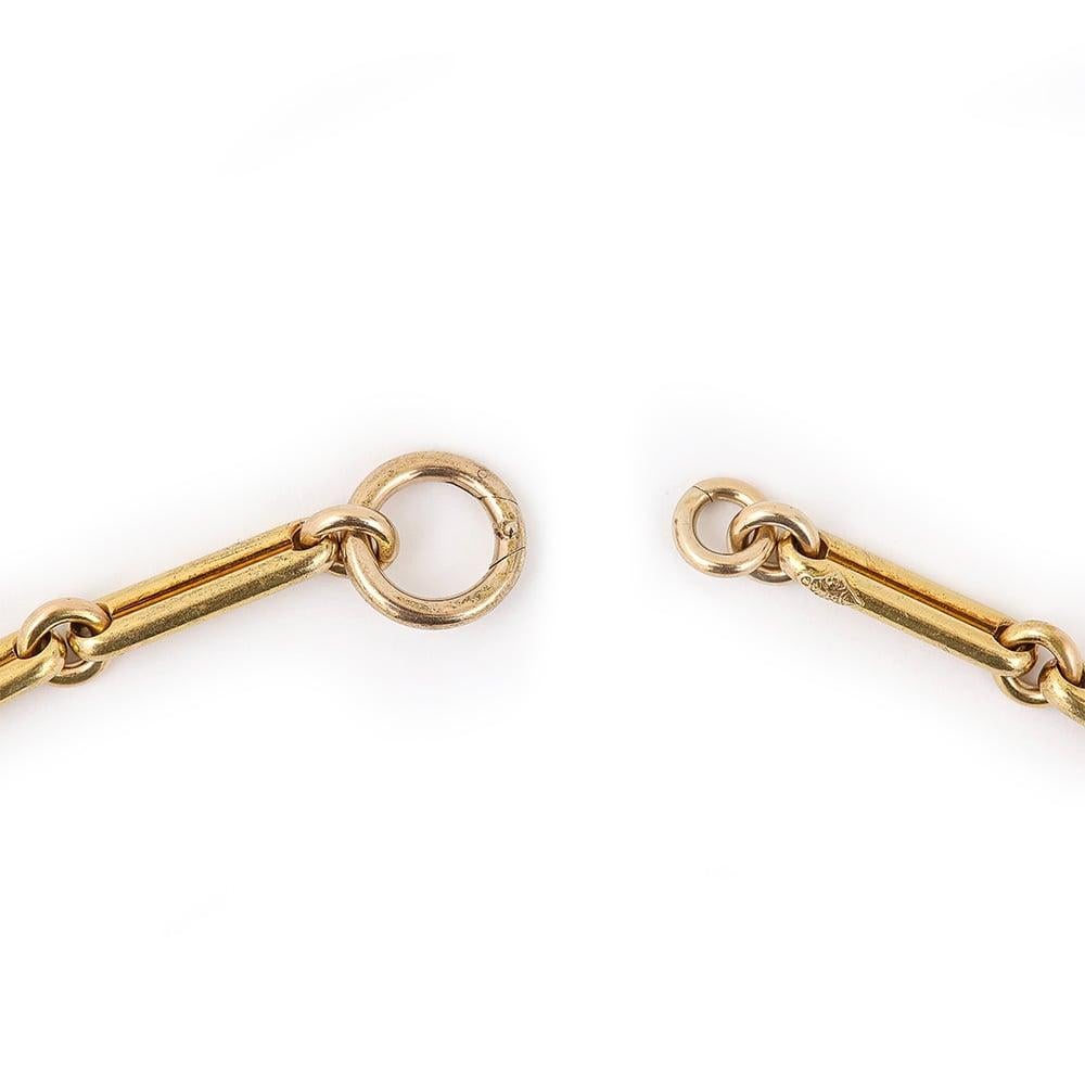 Victorian 18 Carat Trombone Link Albert Watch Chain Necklace, 21