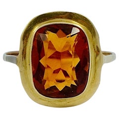 Antique Victorian 18ct Yellow Gold and 9ct Rose Gold Ring with a Burnt Orange Citrine