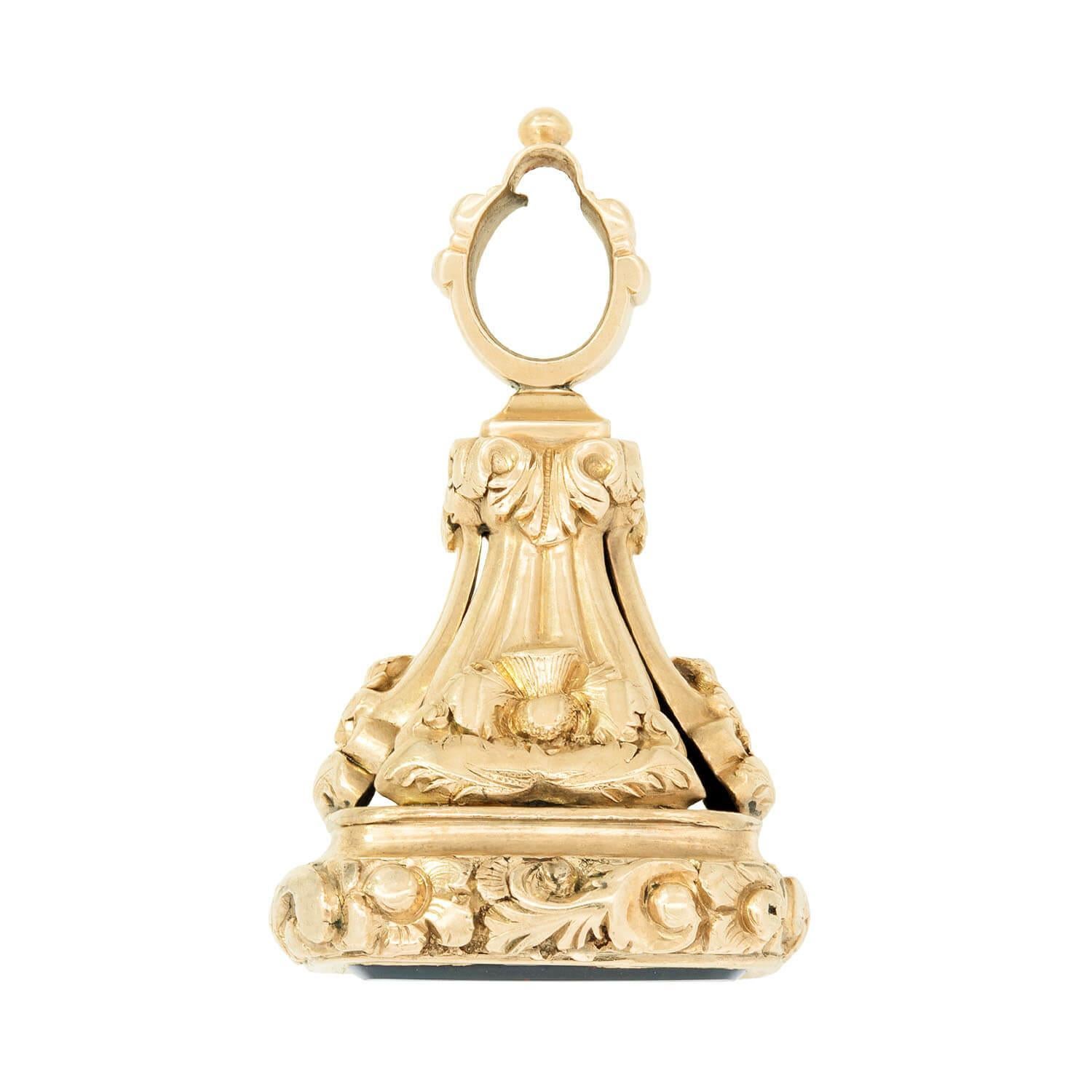 Vittoriano Victorian 18k Bloodstone Fob in vendita