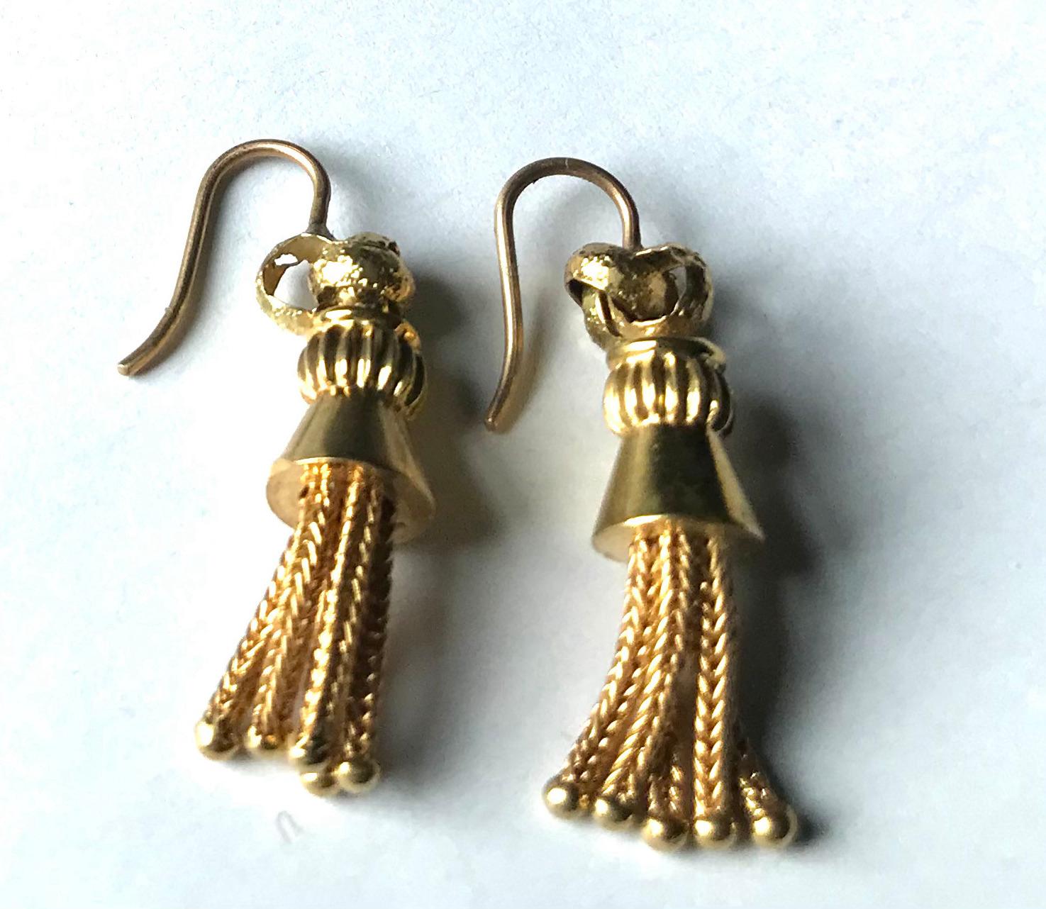 gold tassel drop earrings