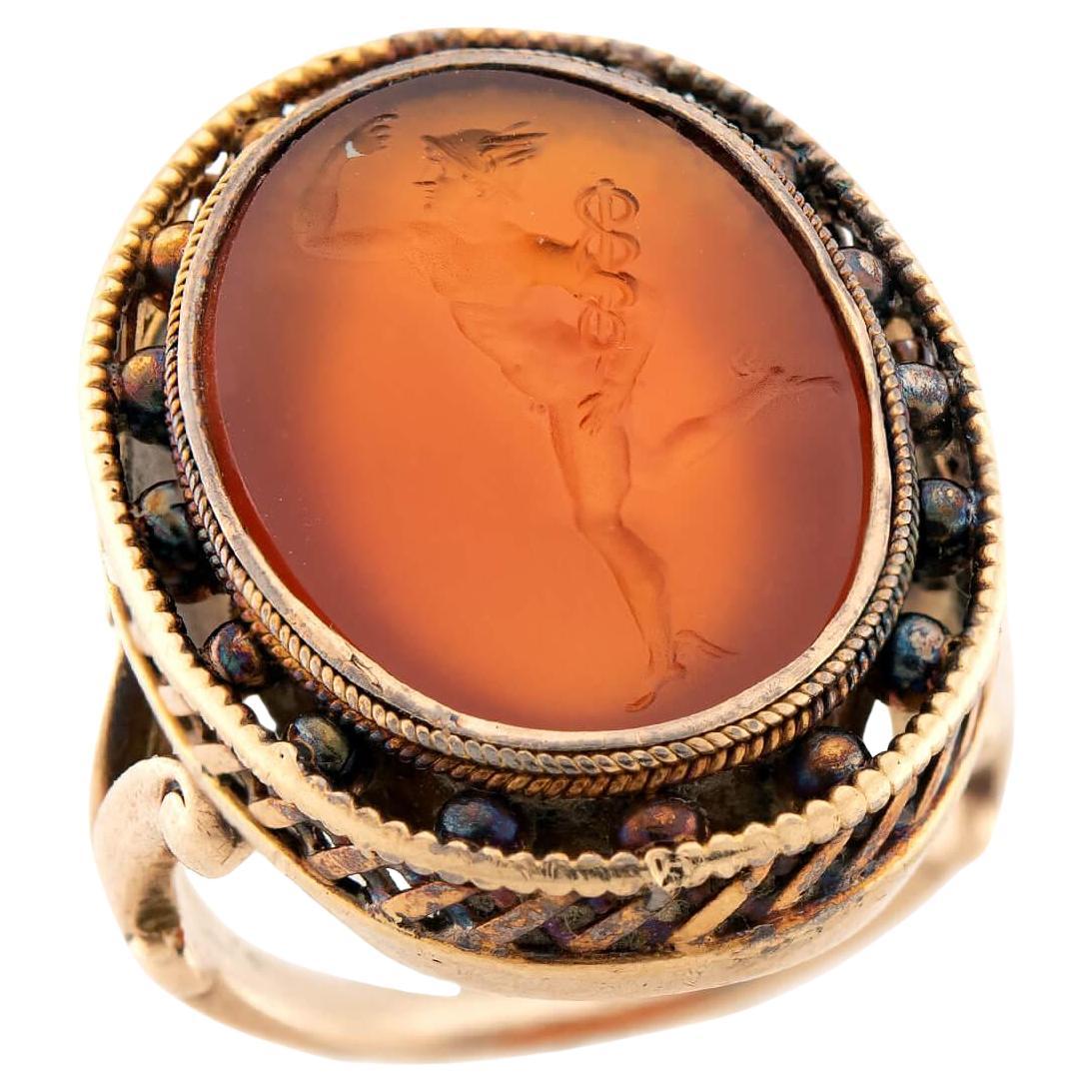 Victorian 18k Carnelian Intaglio Ring For Sale