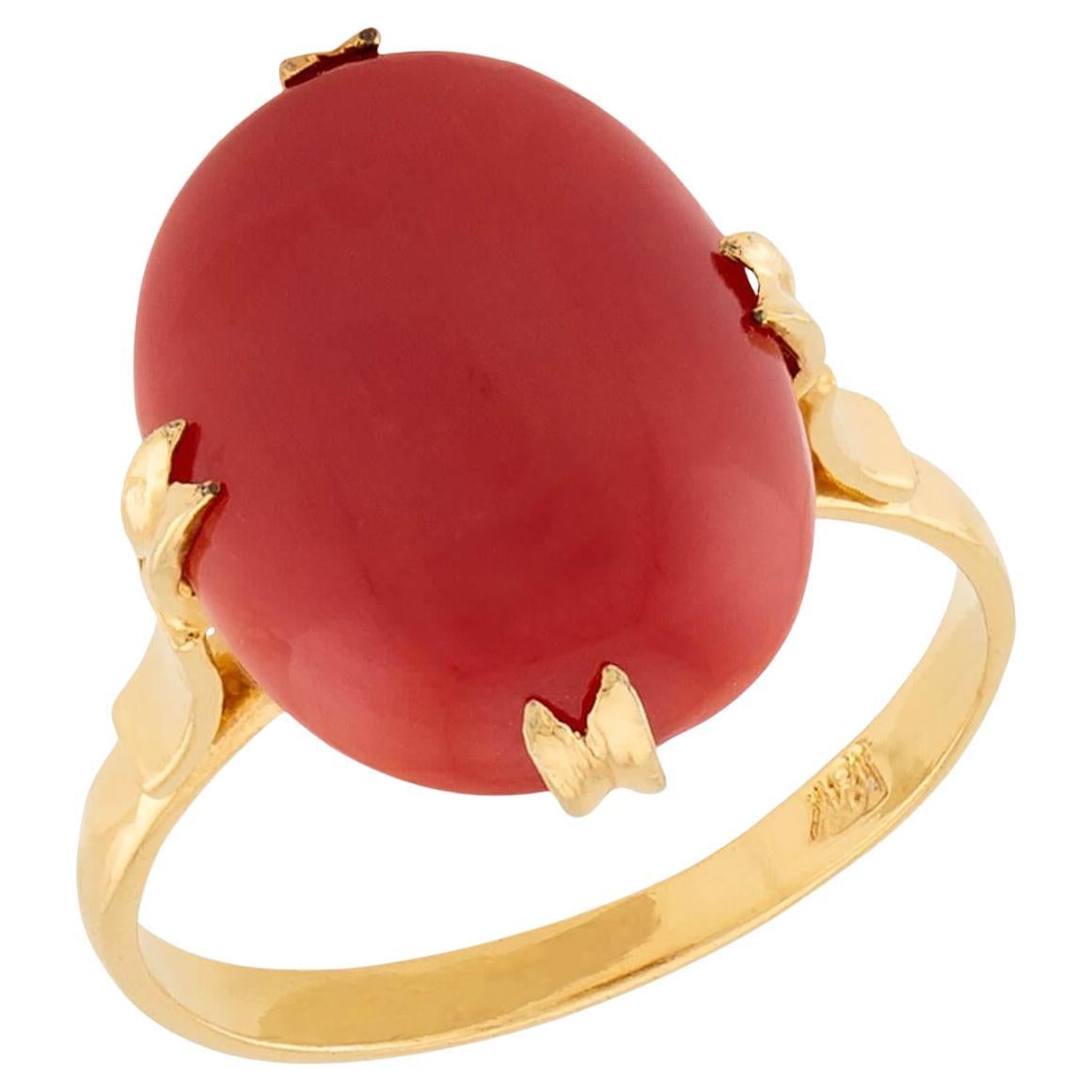 Anello vittoriano in corallo 18k in vendita
