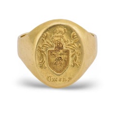 Victorian 18k Crest Signet Ring