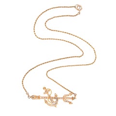 Victorian 18k Diamond Anchor and Trident Necklace