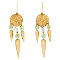 Victorian 18k Diamond and Demantoid Dangle Earrings