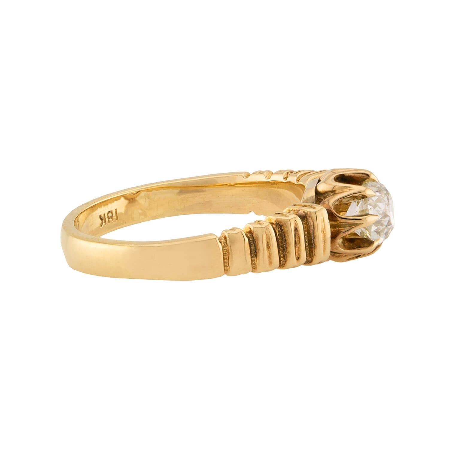 Viktorianischer 18k Diamant Verlobungsring .85ct (Alteuropäischer Brillantschliff) im Angebot