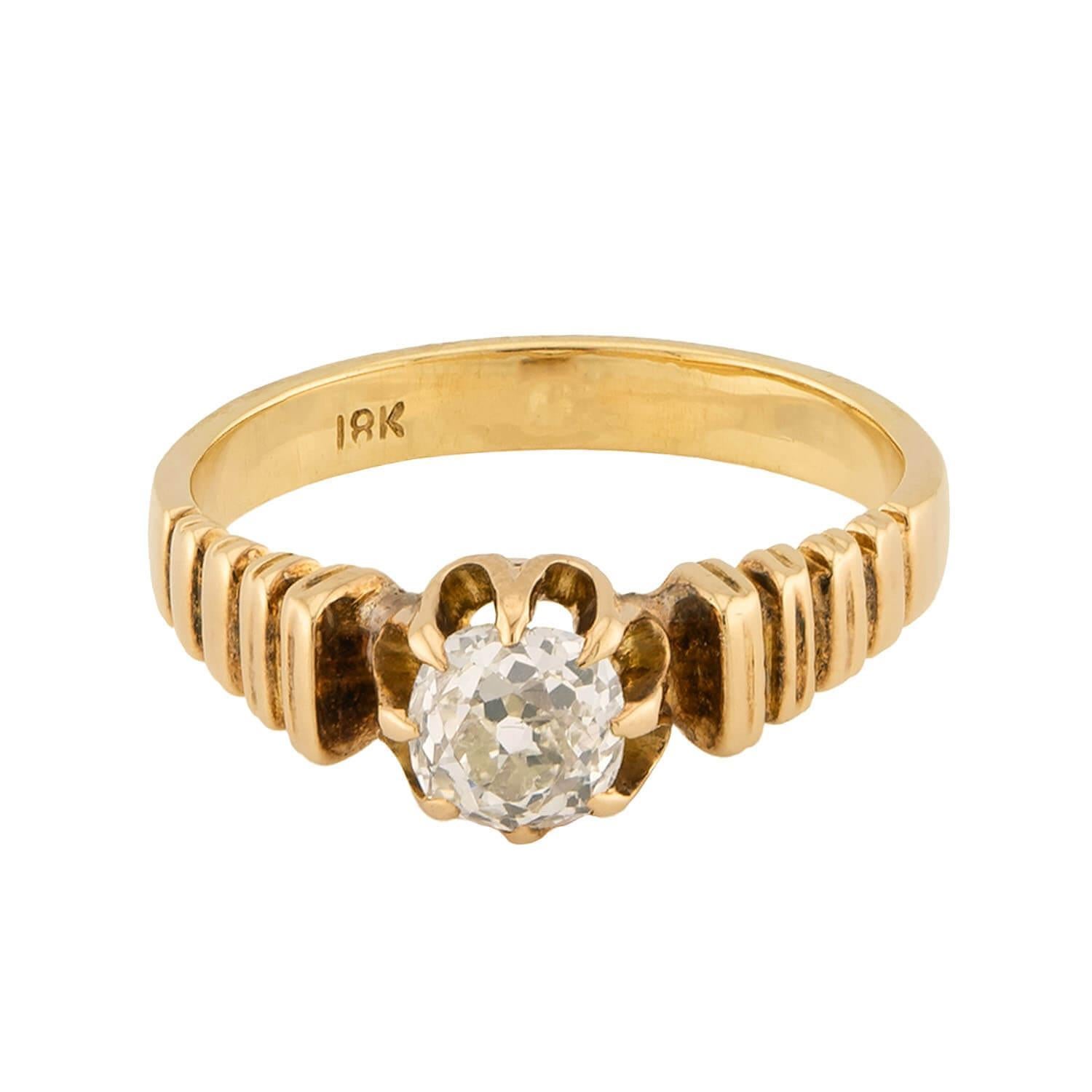 Viktorianischer 18k Diamant Verlobungsring .85ct im Angebot 1