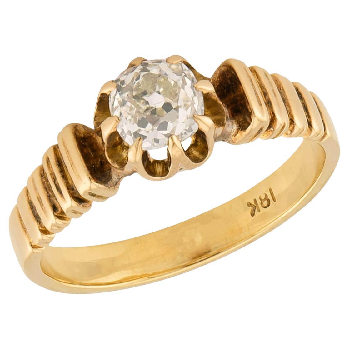 Viktorianischer 18k Diamant Verlobungsring .85ct im Angebot