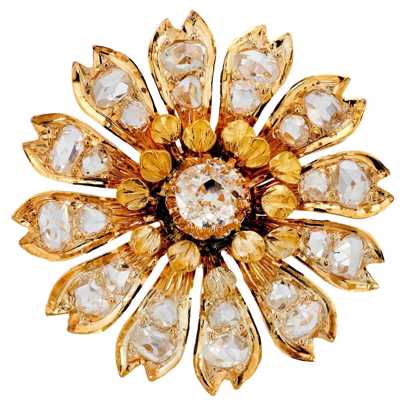 Victorian 18k Diamond Floral Motif Pendant