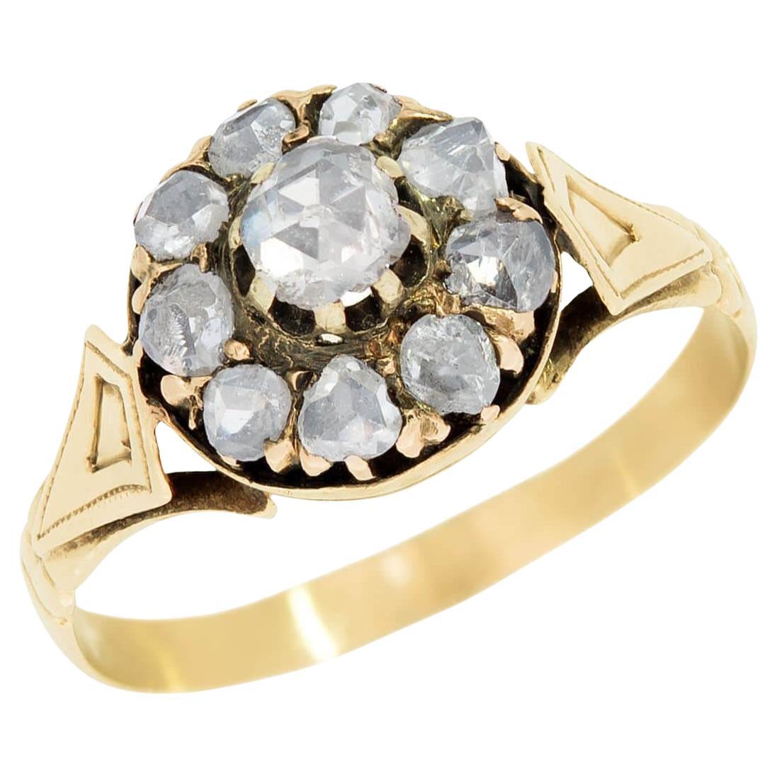 Victorian 18k Diamond Halo Ring im Angebot