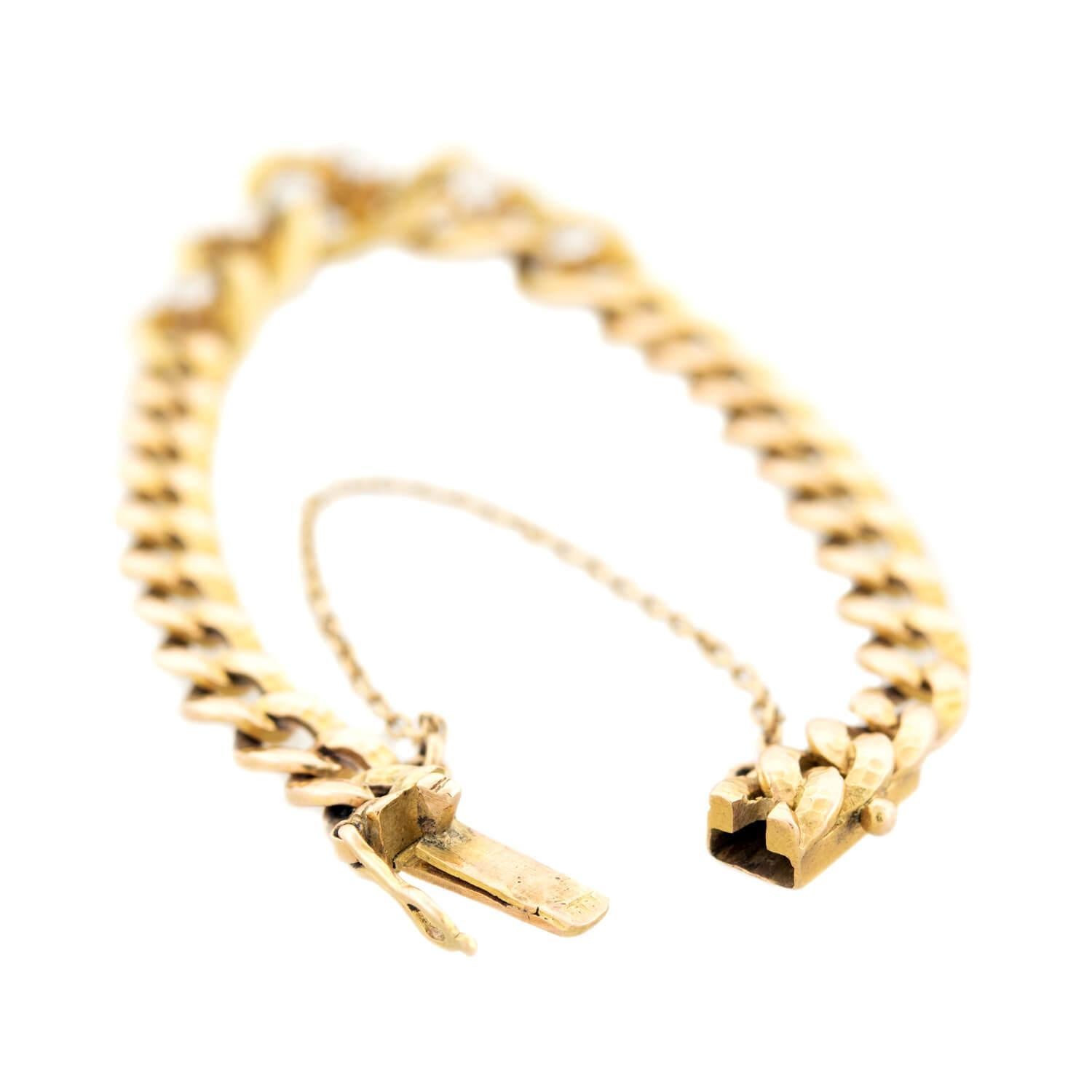 Women's Victorian 18k Diamond Link Bracelet For Sale