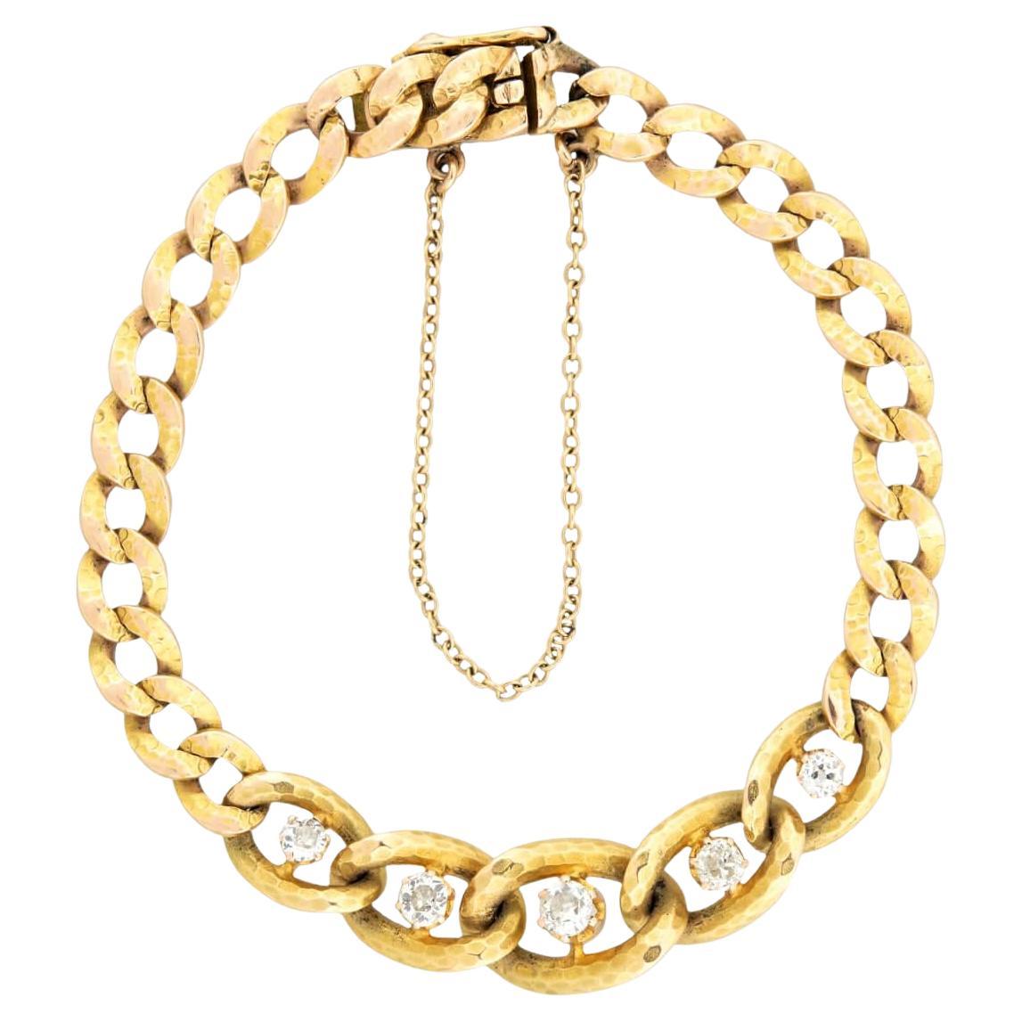 Victorian 18k Diamond Link Bracelet For Sale