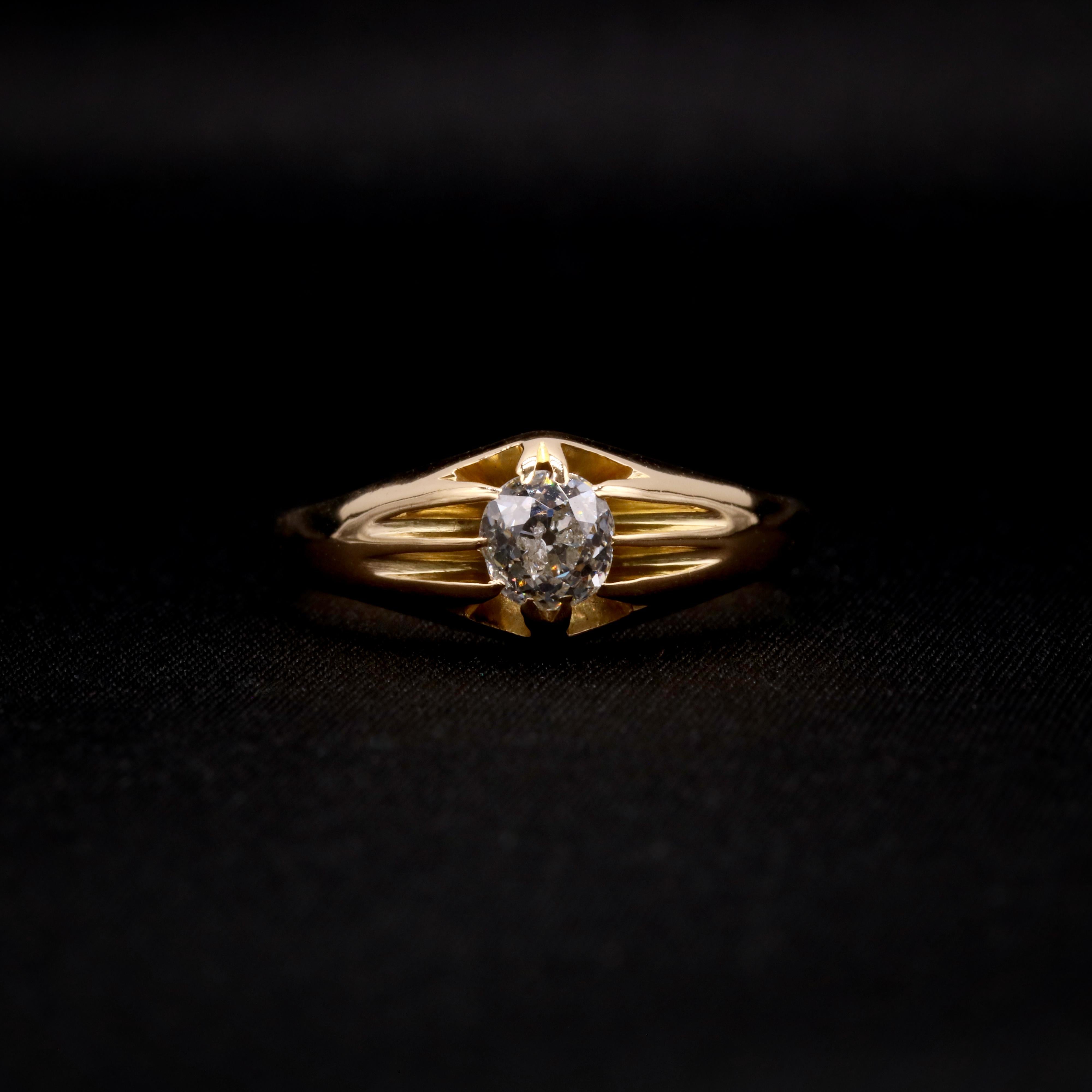 An antique diamond, and yellow gold ring, comprising one old European cut diamond, in 18 karat yellow gold. 

My favourite thing about this Victorian 18K Yellow Gold Diamond Ring, is the dazzling sparkle of the diamond. What’s yours? Perhaps the